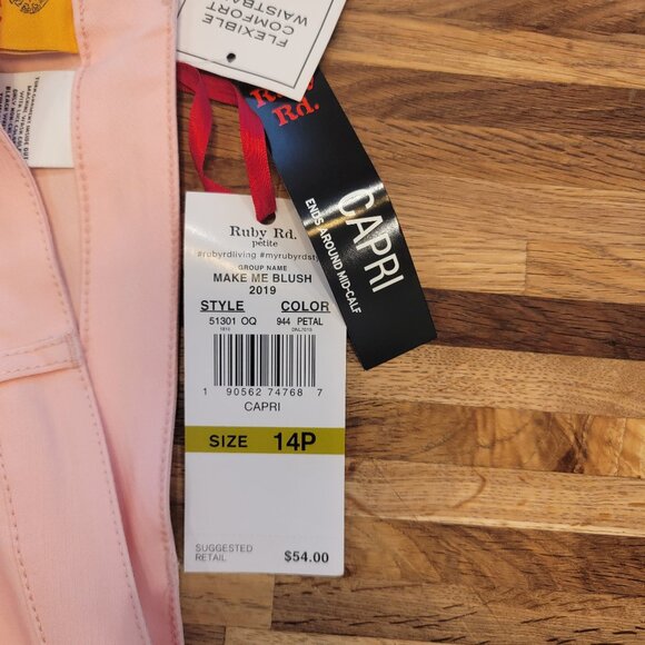 Ruby Rd. Make Me Blush Pink Capri Pants with Shell Button Accents - Picture 8 of 10